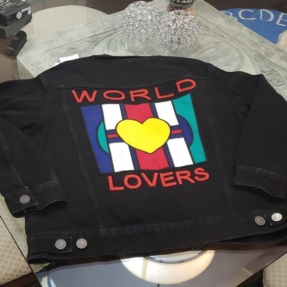 SANDRO Paris Embroidered DESIGNER BLACK Denim Jacket SIZE 40 - Picture 5 of 10